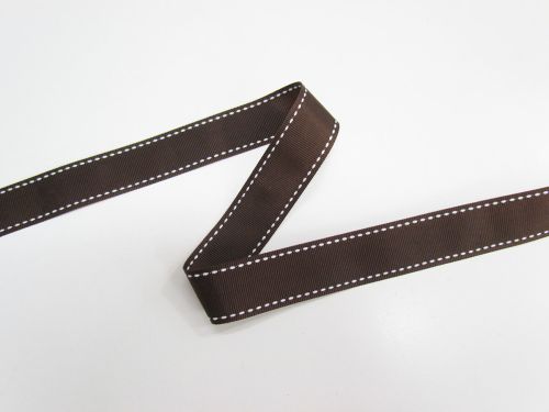 22mm Stitch Grosgrain Ribbon- Brown #T738
