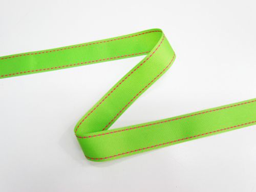 22mm Stitch Grosgrain Ribbon- Lime / Fuchsia #T740
