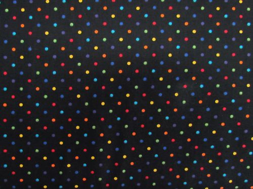 Mini Dots Cotton- Rainbow On Black #PW1531