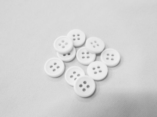 12mm White Button- 10 Pack