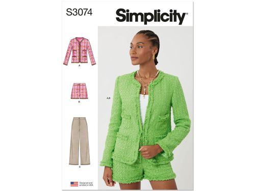 *Seconds* Simplicity Pattern S3074 MISSES' AND MISS PETITE JACKET, SHORTS AND PANTS- Size Y5 (18-20-22-24-26)