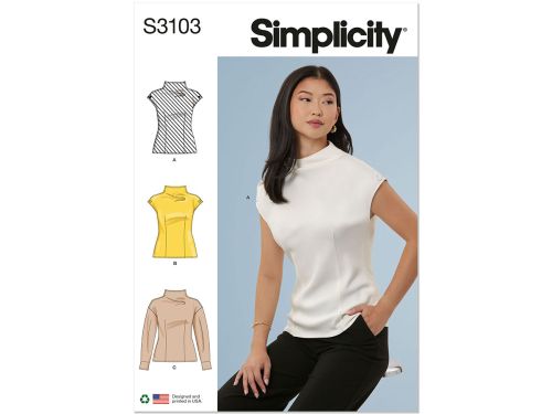 *Seconds* Simplicity Pattern S3103 MISSES' TOP WITH SLEEVE VARIATIONS- Size D5 (4-6-8-10-12)