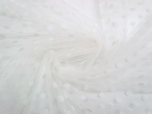 Valerie Velvet Flocked Spot Net- Marshmallow Ivory #13974