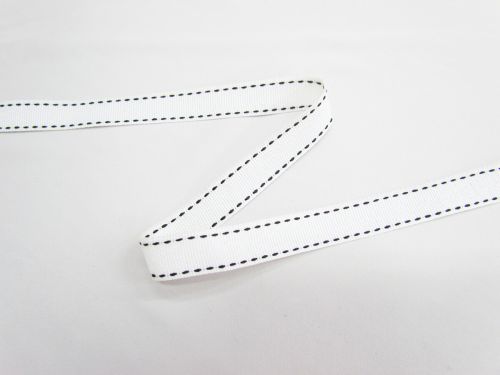 15mm Stitch Ribbon- White / Black #T1028