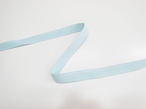 15mm Stitch Grosgrain Ribbon- Sky / White #T1032