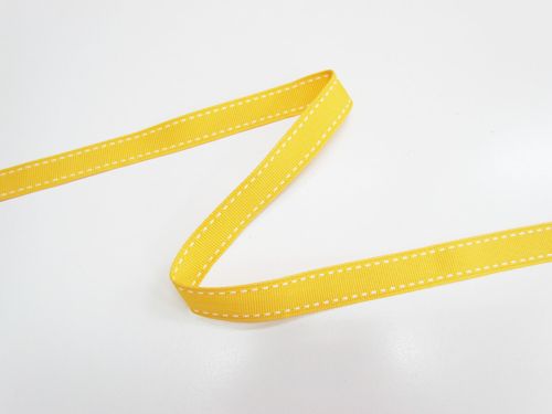 15mm Stitch Grosgrain Ribbon- Lemon / White #T1034