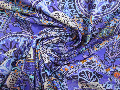 Paisley Mosaic Matte Spandex- Purple #14306