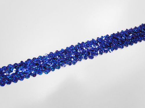 Holographic Stretch Sequin Trim- 3 Row- Dark Royal #T1088