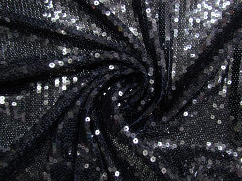 Embroidered Sequins On Stretch Mesh- Ink Navy #14592