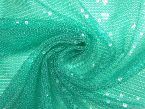 Embroidered Sequins On Tulle- Mermaid Green #14597