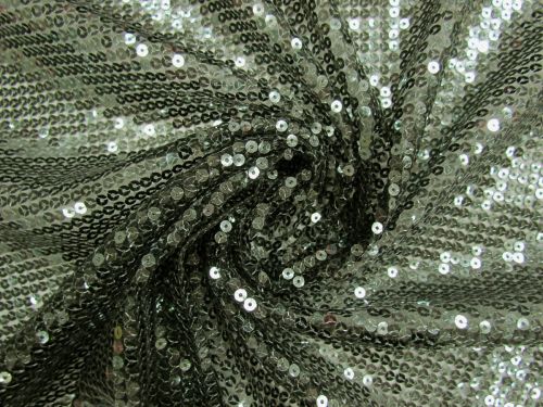 Embroidered Sequins On Tulle- Seaweed Green #14598