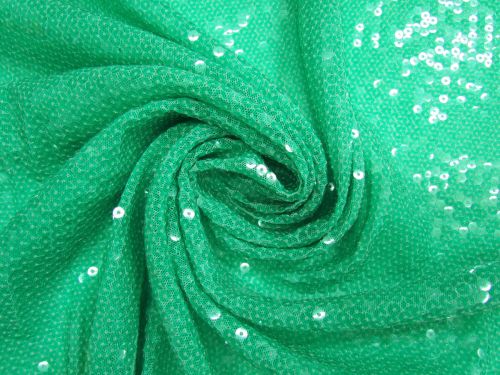 Embroidered Sequins On Stretch Mesh- Tropics Green #14602