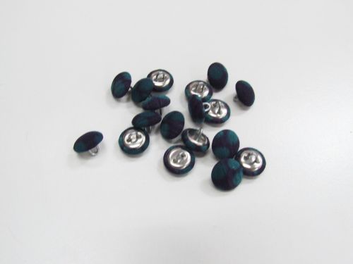 12mm Fabric Covered Shank Button- Purple And Teal- FB718