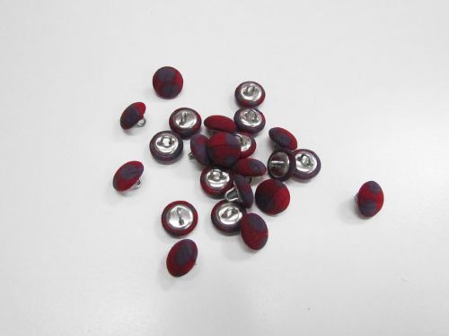 12mm Fabric Covererd Shank Button- Purple And Red- FB719