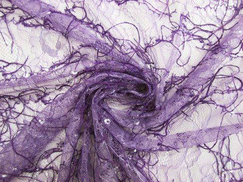 Violet Bouquet Embroidered Slung Sequins On Lace #15194