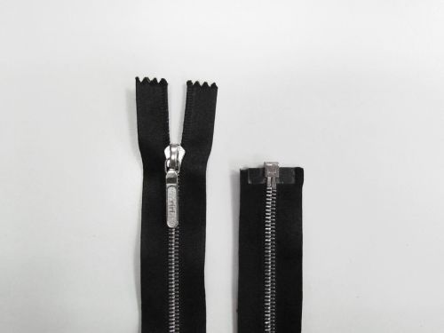 70cm Riri Satin Metal Open End Zip- Black #TRW293