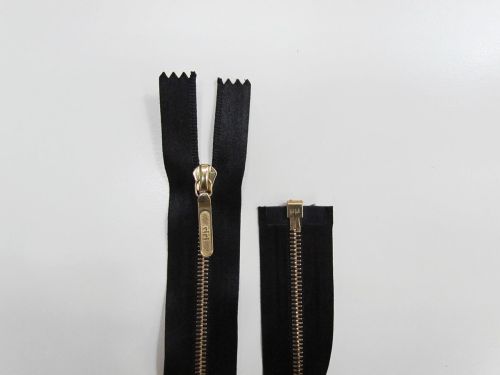 25cm Riri Satin Metal Open End Zip- Black #TRW294