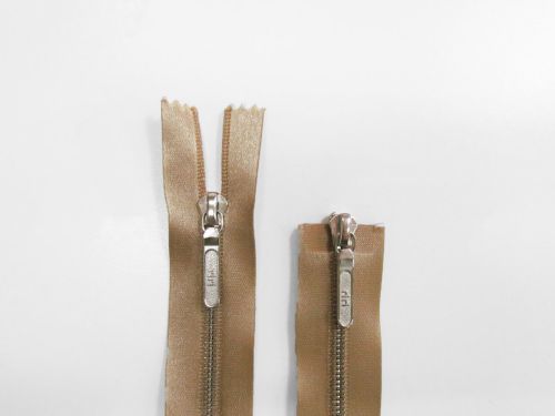 57cm Riri Satin Metal Open End 2 Slider Zip- Peanut #TRW309