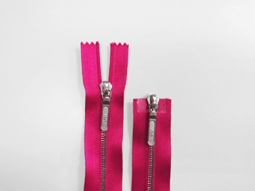 43cm Riri Satin Metal Open End 2 Slider Zip- Hot Pink #TRW312