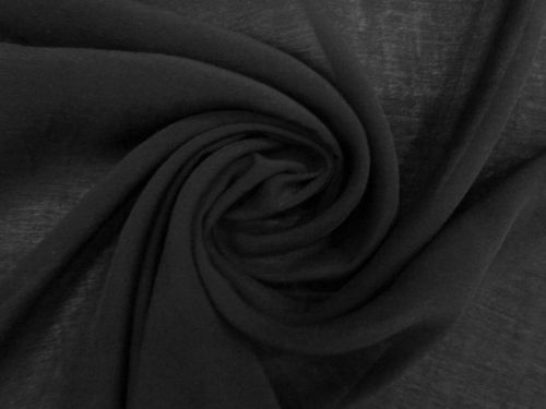1.4m Final Remnant Piece- Viscose Blend Crinkle Organdy- Black #13184