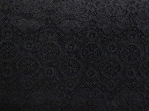 14cm Daisy Chain Stretch Lace Trim- Black #T1427