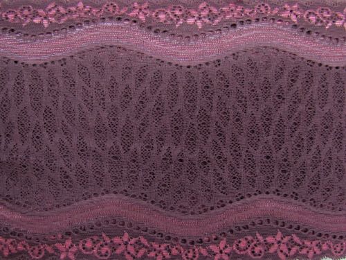 16cm Jasmine Swirl Stretch Lace Trim- Deep Mauve #T1428