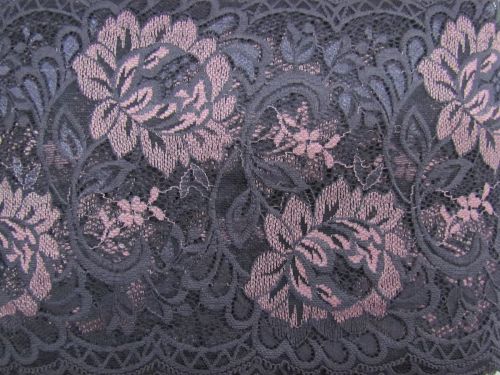 17cm Garden Trellis Stretch Lace Trim- Gunmetal #T1429