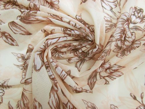 Vanilla Bean Floral Lightweight Powermesh #15471