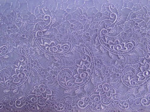 18cm Periwinkle Paisley Embroidered Tulle Lace Trim #T1470