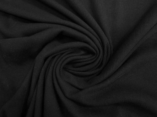 Lightweight 1x1 Cotton Rib Knit- Eclipse Black #15512
