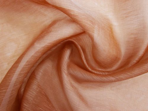 Silk Linen Slub Organza- Hazelnut Brown #15538