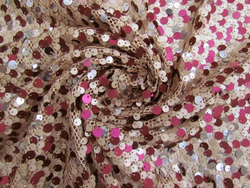 Champagne And Cherries Embroidered Sequins On Fishnet Mesh #15560