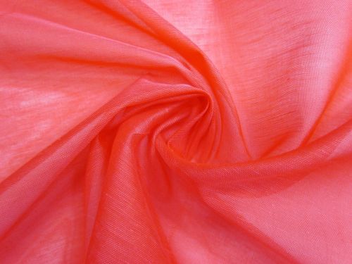 Silk Linen Slub Organza- Coral Red #15650