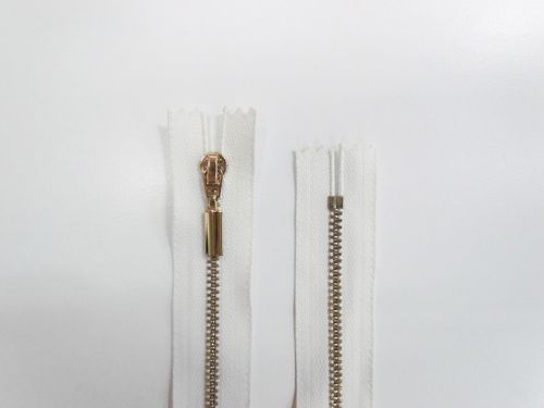 15cm JET Metal Closed End Zip- White #TRW332
