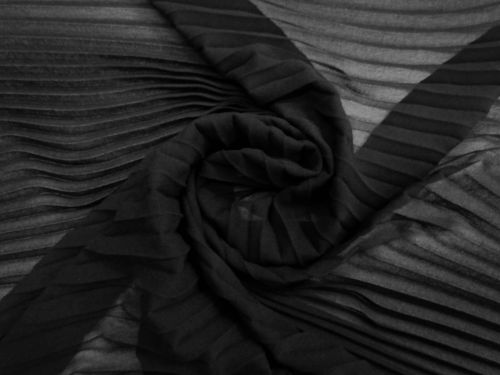 Pleated Georgette- Noir #15828