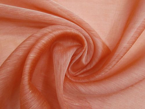 Silk Linen Slub Organza- Papaya #15837