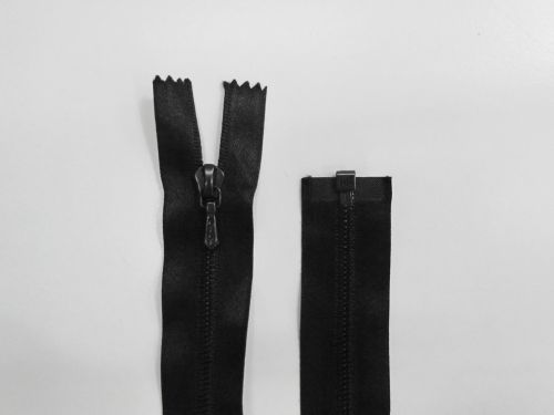 69cm Riri Satin Metal Open End Zip- Black- TRW359