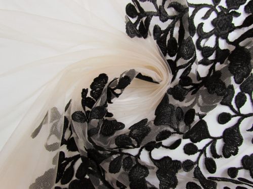 2m Final Remnant Piece- Queen Of The Night Embroidered Tulle #15567