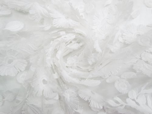 Spring Petals Embroidered Lace- White #16022