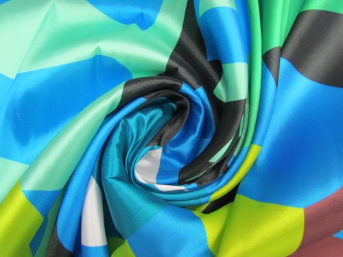 Final Remnant Piece- 3 Panels- Under The Sea Abstract Satin 150cm Panel #9757