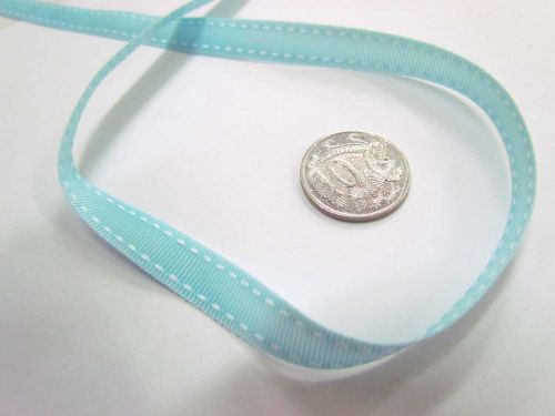 Stitch Ribbon 10mm- Baby Blue / White