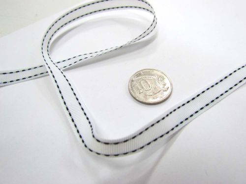 Stitch Ribbon 10mm- White / Black