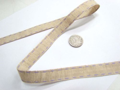 Stitch Natural Ribbon 15mm- Lavender