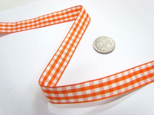 Gingham Ribbon 15mm- Orange