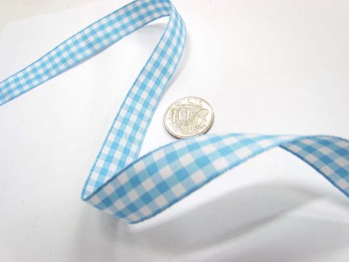 Gingham Ribbon 15mm- Baby Blue