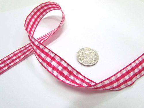 Gingham Ribbon 15mm- Dark Pink