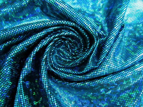 Dark Shattered Glass Spandex- Aqua on Black