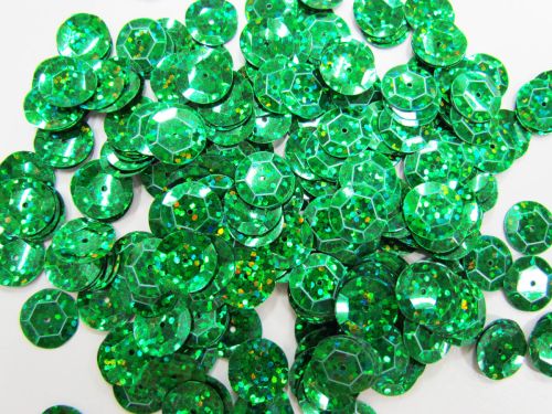 24gm Sequin Pack- Holographic Emerald- 12mm #035