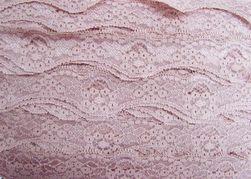 40mm Wave Edge Stretch Floral Lace Trim- French Rose #274