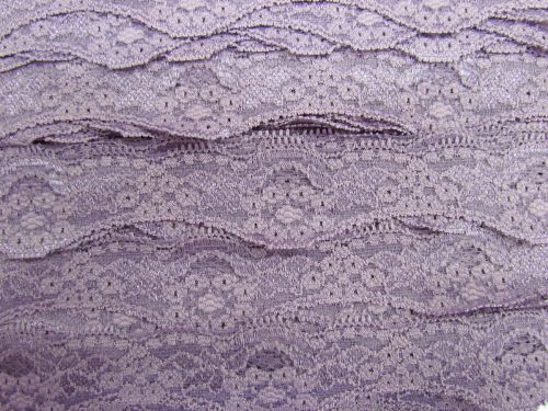 40mm Wave Edge Stretch Floral Lace Trim- Mauve #275